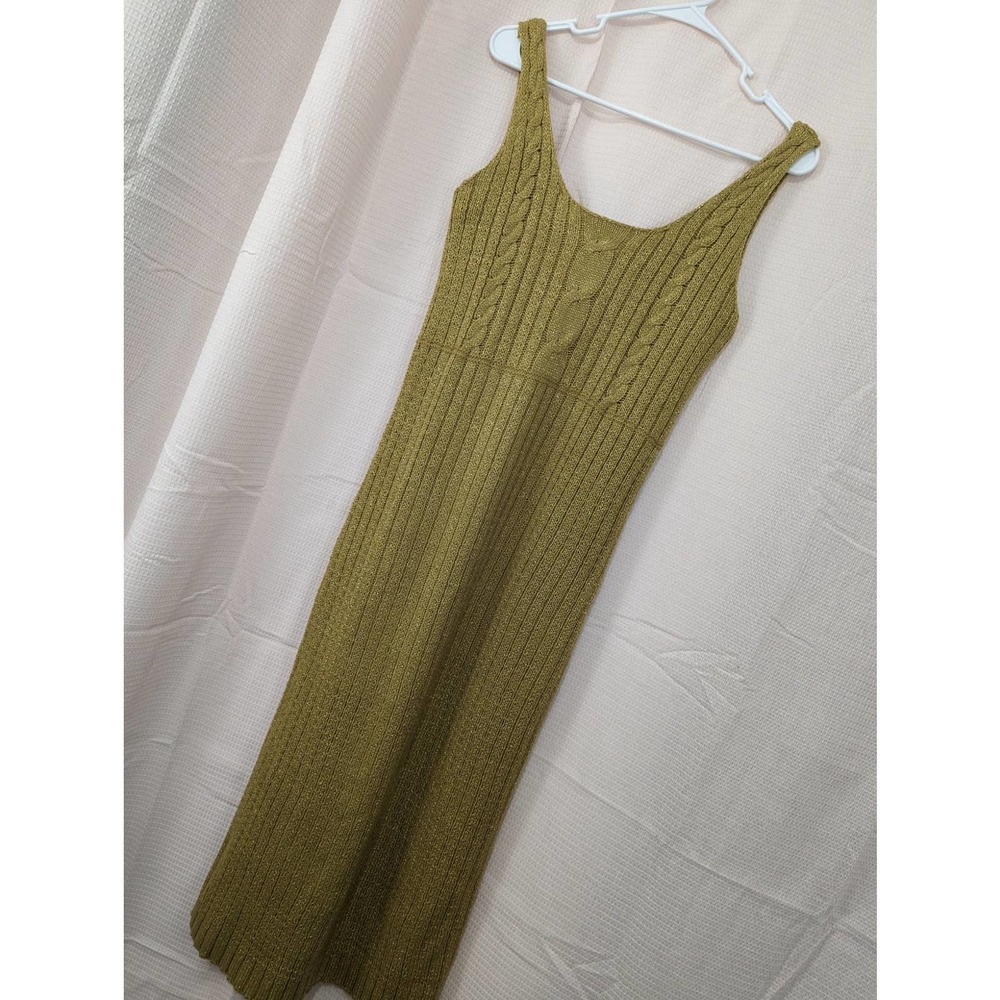 Newport News gold and glitter Cable-Knit Sleeveless Midi Dress